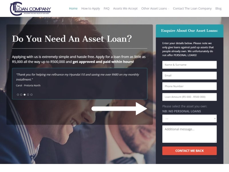 The Loan Company homepage